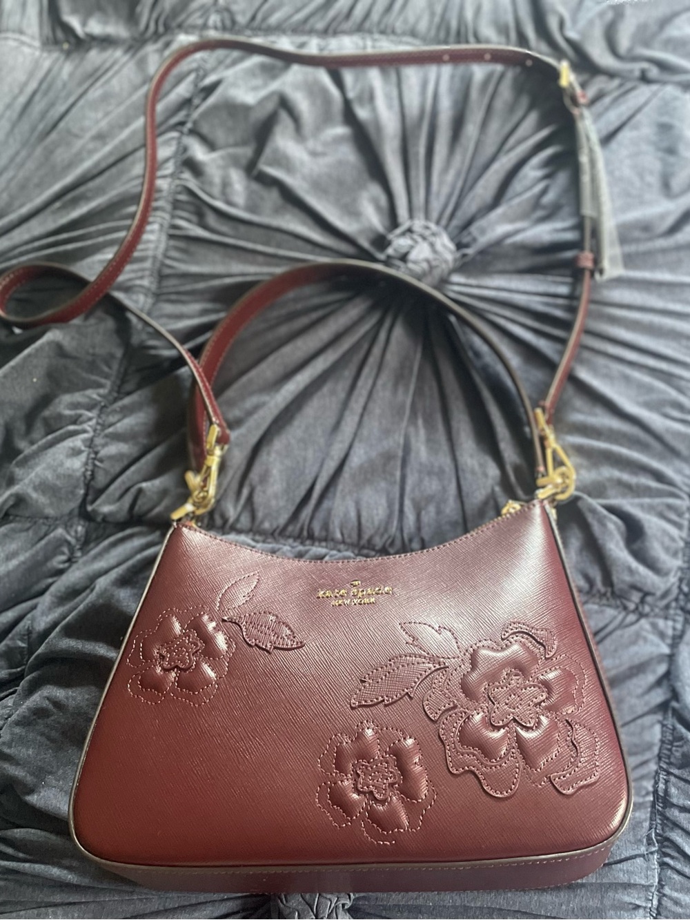 Kate Spade Dark Merlot Floral Blooms Shoulder Bag - Picture 8 of 11